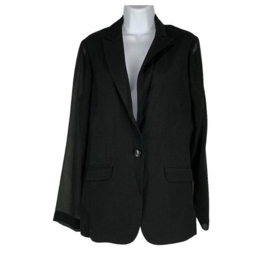 Cabi Women's Sheer Sleeved One Button Blazer size 6